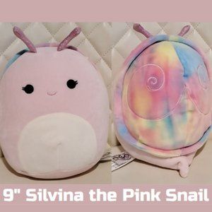 NWOT 9in. Silvina the Pink Snail Squishmallow Tie-Dye Shell